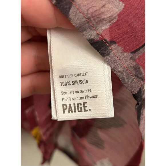 NWT PAIGE 100% Silk Palma blouse raspberry mousse XS - Picture 8 of 10